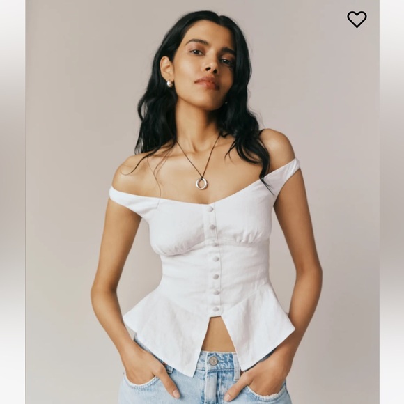Reformation Tops - Reformation Lilly Linen Top in White